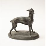 Early 20th Century spelter figure of a greyhound/whippet