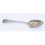 A George IV silver berry spoon, gilt bowl, hallmarked JH in script possibly that Jonathan Hayne,