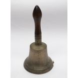 19th century Bronze school bell with initials W.H. to top