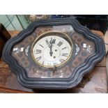 A French Wall clock or vine yard clock with 2 train spring driven movement, chiming on a gong.