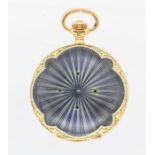 An early 20th century ladies 14ct gold and enamel Aug Ericsson hunter pocket watch, white enamel