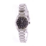 Tag Heuer- a ladies steel cased Aquaracer wristwatch, round black dial with applied lume baton