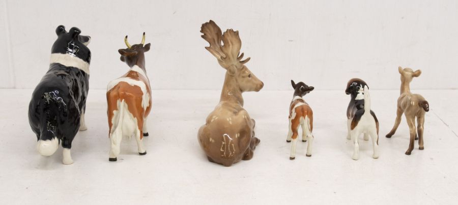 A collection of Beswick animals including stag, fawn, dogs and cattle (6) - Image 2 of 3