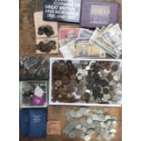 Large collection of British & World coins, includes approximately 1069g of Pre 47 Silver. Royal Mint