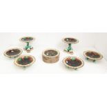 A 19th Century Wedgwood Majolica dessert service comprising a pair of comports, four tazze and