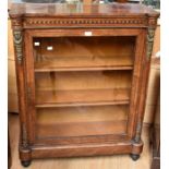 A 19th Century walnut and mahogany inlaid display glazed cabinet, with two internal shelves,