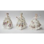 Three Royal Doulton lady figures including Marilyn, Shirley, Diana (damaged)
