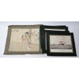 Collection of mid 20th century Chinese pictures on silks and paper, hand painted with artist mark