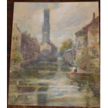 Thomas William Morley 1859-1925, an unframed watercolour of Bruges