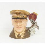 Royal Doulton Prototype character jug of General McArthur. Height approx 15cm. Rough glaze to inside