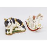 Royal Crown Derby boxed gold stopper paperweight - Border Collie along with Crown Derby Rocking