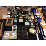 Collection of modern clocks/barometers, various examples including mantle/cased/small to large.