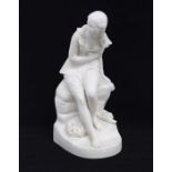 A 19th Century John Bell (Minton) parian figure of Dorothea, seated barefoot, applied factory