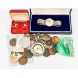 1950's Certina automatic gents wristwatch (working), along with other gents watches, coins, metal