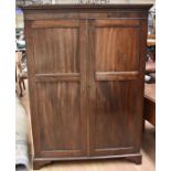 19th Century mahogany short wardrobe with panelled front on bracket feet, 170 x 115cms approx
