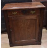 George III mahogany hall cupboard with single top drawer, above bottom cupboard, with single