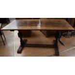 An oak reproduction 17th Century style refectory table, length 200cm, width 70cm