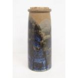 Studio pottery: A Crich pottery spaghetti storage jar with cork stopper. Height approx 30.5cm.
