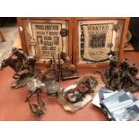 Collection of resin figure North American cowboys and Indian related items.