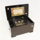A late 19th Century cylinder music box playing eight Airs on 15cm cylinder, with printed and