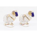 Two Royal Crown Derby Ram paperweights, gold stopper