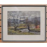 A pastel on paper of a valley scene, 36 x 50cm, signed G H Vincent Plant l r, framed and glazed