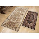 Beige 20th century Persian rug 110 x 210cm along with Belgium made rug 68cm 136cm