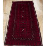 Deep Red Afgan 20th century rug - 247cm x 120cm