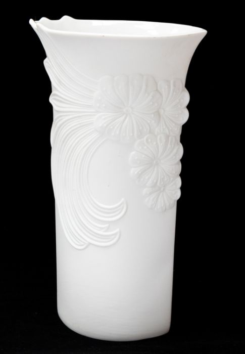 West German Keiser vase, plain white with detail marks to base