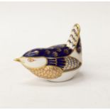 A Royal Crown Derby paperweight modelled as a Wren. With gold stopper.  No box. Date 20th century.