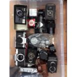 Collection of vintage and later 20th century cameras i.e. yashica, rolleiflex, edixa, konica,