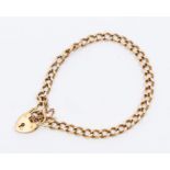 A 9ct gold curb link bracelet, padlock clasp, length approx 20cm, total gross weight approx 16.