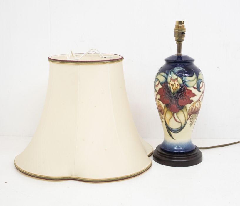 An Anna Lily lamp and shade by Moorcroft