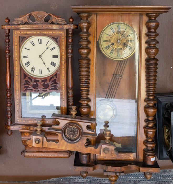 Two late 19th century mahogany wall clocks AF