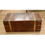 A large early to mid 19th Century rose mahogany writing box, with campaign handles, brass