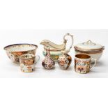 Collection of late 18th and early 19th Century Derby porcelain and china items, including sauce pot,
