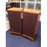 Pair of B&W Bowers and Wilkins teak speakers, model number DM4.