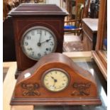 Two early 20th century Edwardian mantle clocks with inlay and Art Nouveau detail