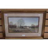 Original painting by John Straw, circa 1984, Derbyshire scene, 42 x 22cms approx, signed bottom