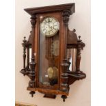 19th century mahogany Vienna wall clock with mirrored panels either side