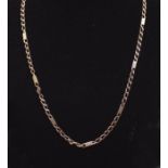 A 9ct rose gold flat curb chain with solid yellow gold link decoration, width approx 4mm, box clasp,