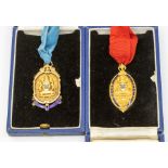 Derby interest- a Mayoral 9ct gold and enamel neck badge pendant/locket the colour enamel