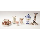 Collection of Crown Derby items, 19th century and early to mid 20th century i.e. candlestick, cup