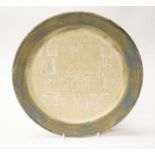 Late 20th Century studio pottery plate, signed to the back