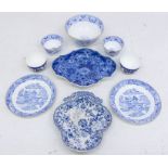 Pagoda Coalport porcelain blue and white 19th Century tea set, along with another 19th Century