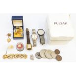 A ladies gold plated Tissot watch along with Christian Dior and pulsar wristwatches and others