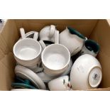 A large collection of earthenware and china to include: Denby green wheat part dinner service