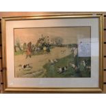 Albert Ludovici Jnr (British, 1852-1932) watercolour of coaching, huntsmen and hounds, framed and