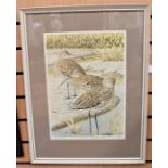 A silk-screen print of 'Curlews' by John Tennent, numbered 15/90, signed 'John Tennent 1980' in