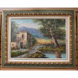 An oil on canvas of a Mediterranean scene by G Lippi, 49 x 69cm
